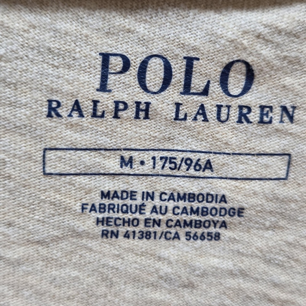 Polo Ralph Lauren Shirt Mens Medium Beige Long Sleeve Pony Logo Tee Tagless - Picture 5 of 7
